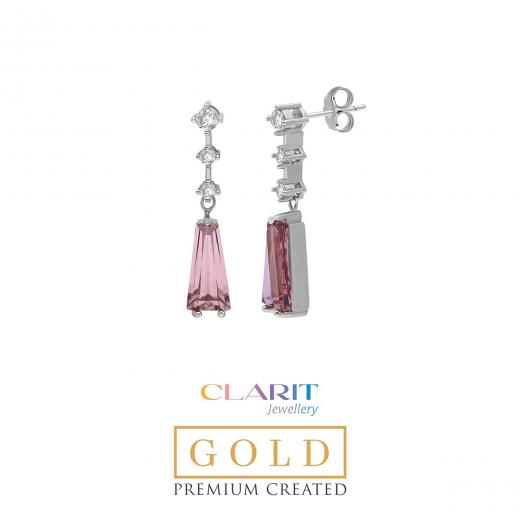  Created Rhodolite Stone Clarit Jewellery 14K White Gold Earrings